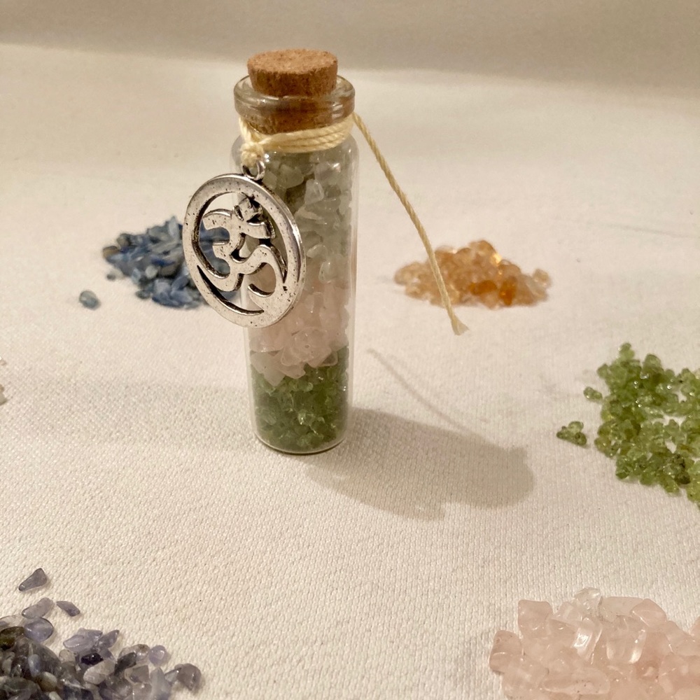 Crystal Open Heart 3” Jar with Ohm Medallion